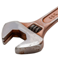 Close-Up Image of Adjustable Wrench with a Focus on Detail and Textures on Metal Surface png