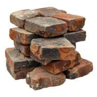 Stack of Textured Red and Gray Rustic Stone Bricks for Construction and Design Projects png