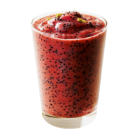 Refreshing Berry Smoothie with Basil Garnish in Clear Glass Container png