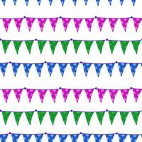 pattern of colored triangles of flags and confetti for events. Seamless ropes with holiday flags. design of invitations, promotional materials, decorations and posters for holidays, carnival events vector