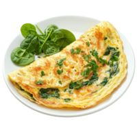 Delicious Spinach and Cheese Omelette on transparent background. png