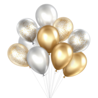 Elegant Silver and Gold Balloons on transparent background. png
