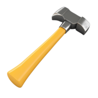 Realistic 3D Hammer Tool Render on transparent background. png