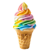 arco Iris redemoinho suave servir gelo creme em transparente fundo. png