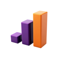 Vibrant 3D Bar Graph Data on transparent background. png
