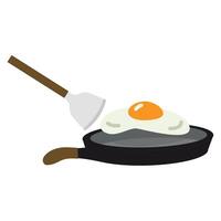 Fried Egg in a Pan with Spatula vector