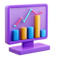 Colorful 3D Bar Graph Data Chart on transparent background. png