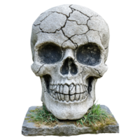 Ancient Tombstone Skull Design on transparent background. png