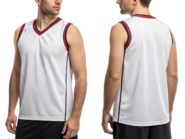 stylish basketball jersey mockup showcases sleeveless design perfect for athletes. This versatile piece is ideal for sports enthusiasts png