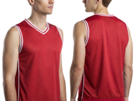 stylish basketball jersey mockup featuring vibrant red color and comfortable fit, perfect for showcasing athletic wear png