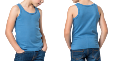 stylish tank top mockup featuring young model showcasing garment from both front and back views, perfect for casual wear png