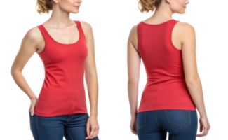 stylish tank top mockup showcasing vibrant red color perfect for casual wear and layering. Ideal for fashion presentations and design projects png