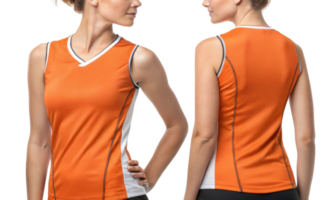 vibrant orange volleyball jersey template designed for athletes, showcasing sleek fit and modern style that enhances performance png