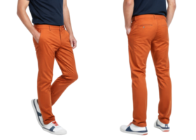 Stylish pants mockup showcasing modern design with vibrant orange color perfect for casual or semi formal occasions png