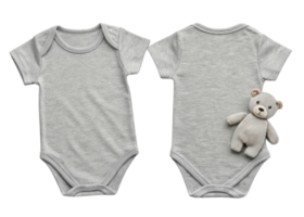 soft gray baby bodysuit mockup featuring cute teddy bear adds charming touch to any design project png