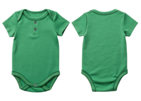 vibrant green baby bodysuit mockup showcasing both front and back views, perfect for displaying designs or patterns png