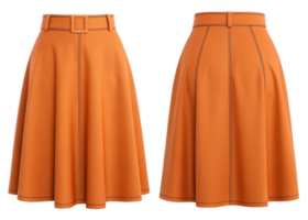 Stylish orange skirt mockup showcasing flattering silhouette perfect for various occasions and adding vibrant touch to any outfit png