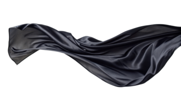 flowing black silk fabric creates elegant and luxurious appearance, showcasing its smooth texture and graceful movement png