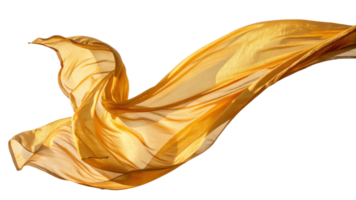 Flowing golden fabric creates sense of elegance and movement, perfect for artistic designs and backgrounds png