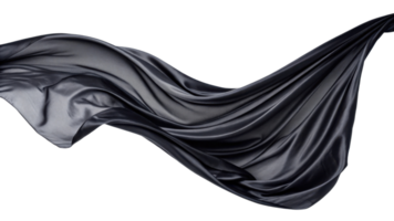 Flowing black fabric creates elegant and dynamic visual, showcasing its smooth texture and graceful movement png