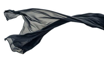 flowing black fabric creates sense of movement and elegance, showcasing its delicate texture and lightness png