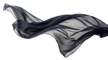 Flowing sheer fabric in dark tones creates elegant and dynamic visual effect, perfect for design projects png