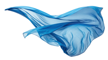 flowing blue fabric gracefully dances air, creating sense of elegance and movement. soft texture and vibrant color evoke feeling of tranquility png
