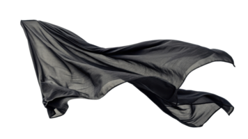 flowing black fabric drapes elegantly, showcasing its soft texture and movement, creating sense of grace and fluidity png