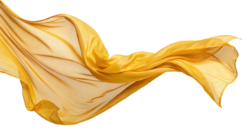flowing yellow silk fabric creates elegant and vibrant visual, showcasing its soft texture and graceful movement png