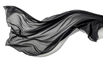 Flowing black fabric creating elegant and dramatic effect, showcasing its texture and movement png