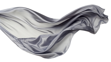 flowing piece of elegant gray silk fabric, showcasing its smooth texture and graceful movement, evokes sense of luxury and softness png