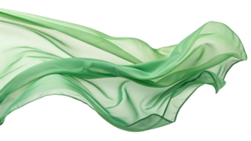 Soft green fabric flowing gracefully in air, creating serene and calming atmosphere. delicate texture adds elegance and beauty png