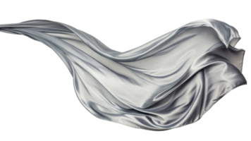 flowing silver silk fabric drapes elegantly, showcasing its smooth texture and soft sheen, creating sense of luxury and grace png