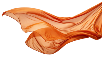 Flowing orange silk fabric creating sense of elegance and movement in air png
