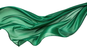 flowing green silk fabric, showcasing its smooth texture and elegant drape, evokes sense of luxury and sophistication png