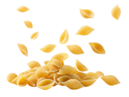 Pasta shells falling from above, creating dynamic and appetizing scene. Perfect for food related themes png