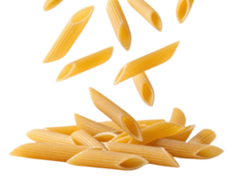 Pasta falling in mid air creates dynamic and appetizing scene, showcasing texture and shape of uncooked product png