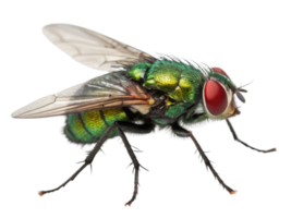 close up view of vibrant green fly with striking red eyes, showcasing its intricate details and delicate wings. This insect is often found various png