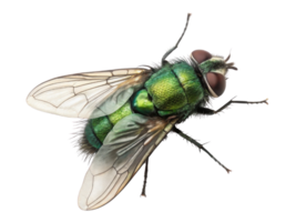 detailed close up of green fly showcasing its vibrant colors and intricate wing structure, evoking curiosity and fascination png