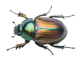 vibrant, detailed illustration of beetle showcasing iridescent colors and intricate patterns, highlighting its unique features and beauty png