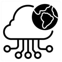 cloud connection icon in black color vector