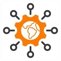 global technology icon concept in orange vector