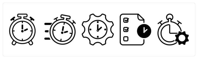A set of five business icons as time, fast time, time setting vector