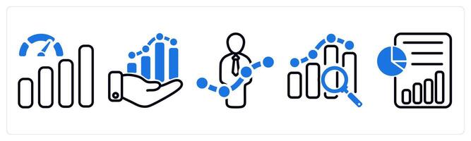 Set of 5 business icons as improve performance, business growth, performance level vector