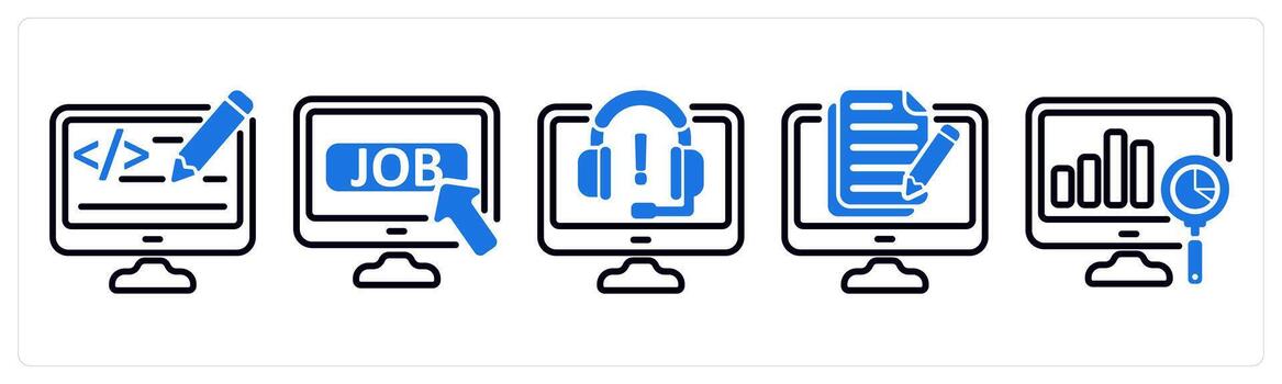 conjunto de 5 5 negocio íconos como web diseño, trabajo aplicar, en línea apoyo vector
