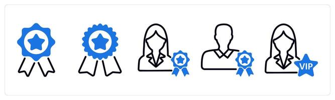 Set of 5 business icons as award badge, badge, premium member vector