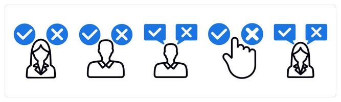 Set of 5 business icons as decision making confusion, decision, choice vector