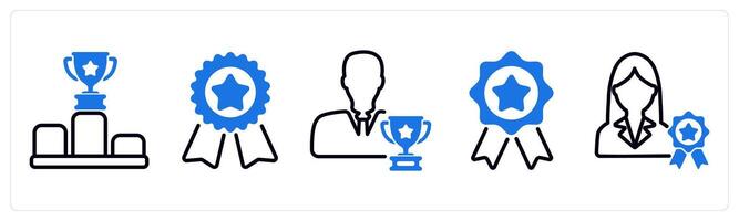 Set of 5 business icons as competition, badge, successful vector