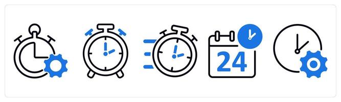 Set of 5 business icons as productivity, time, fast time vector