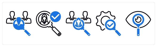 Set of 5 business icons as recruitment, find candidate, correction vector